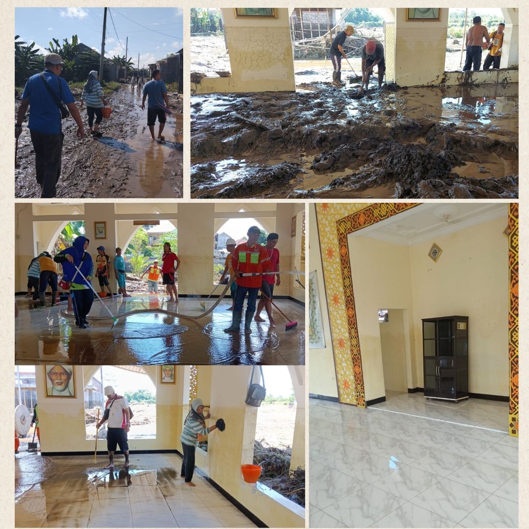 Kerja Bhakti Dampak Banjir Di Masjid Perum Sakinah Desa Sumberejo Kecamatan Sukodono